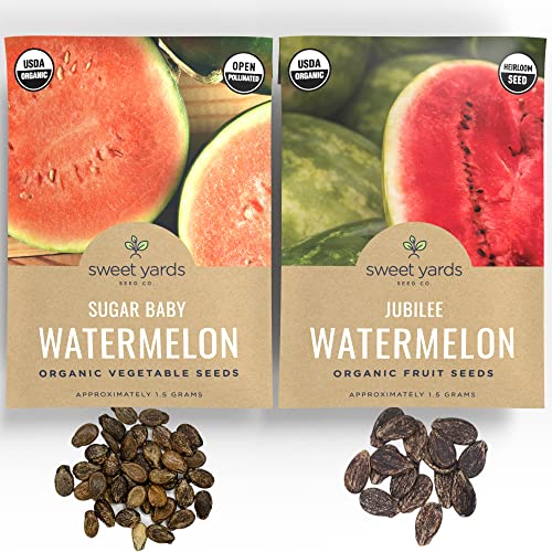 Organic Melon Medley Garden Seeds Variety Pack- Watermelons And Cantaloupes - Non-Gmo Usda Certified Organic Open Pollinated Heirloom Usa Fruit Seed Packets #TOP3