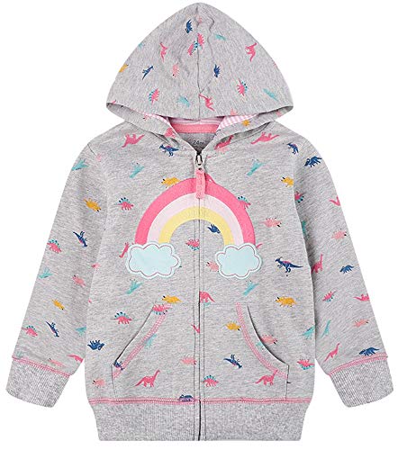 Popshion Toddler Girls Zip Up Rainbow Dinosaur Sweatshirt Kids Winter Dino Hooded Coats Hoodie Outerwear Coat Jackets 3T / 100 #TOP13
