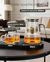 ZENS Magic Teekanne Glas mit Siebeinsatz und 2 Tassen, 1000ml Grün – Ansicht 2