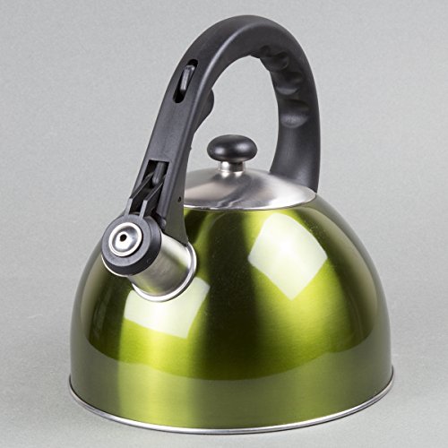 Creative Home Satin Splendor 2.8 Qt S/S Whistling Tea Kettle- Metallic Chartreuse #TOP5