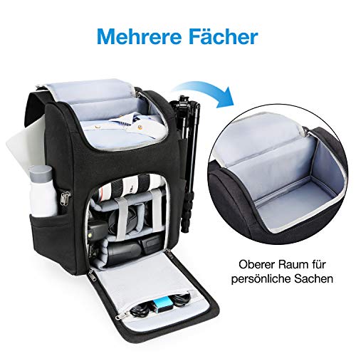 Kamerarucksack BAGSMART Fotorucksack mit Diebstahlschutz, mit wasserdichter Regenhülle, für DSLR und SLR Kameratasche… – Bild 3