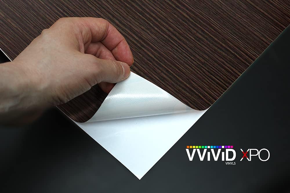 VVIVID Dark Ebony Wood Grain Faux Finish Textured Vinyl Wrap Roll Sheet Film for Home Office Furniture DIY No Mess Easy to Install Air-Release Adhesive (3ft x 48 Inch)