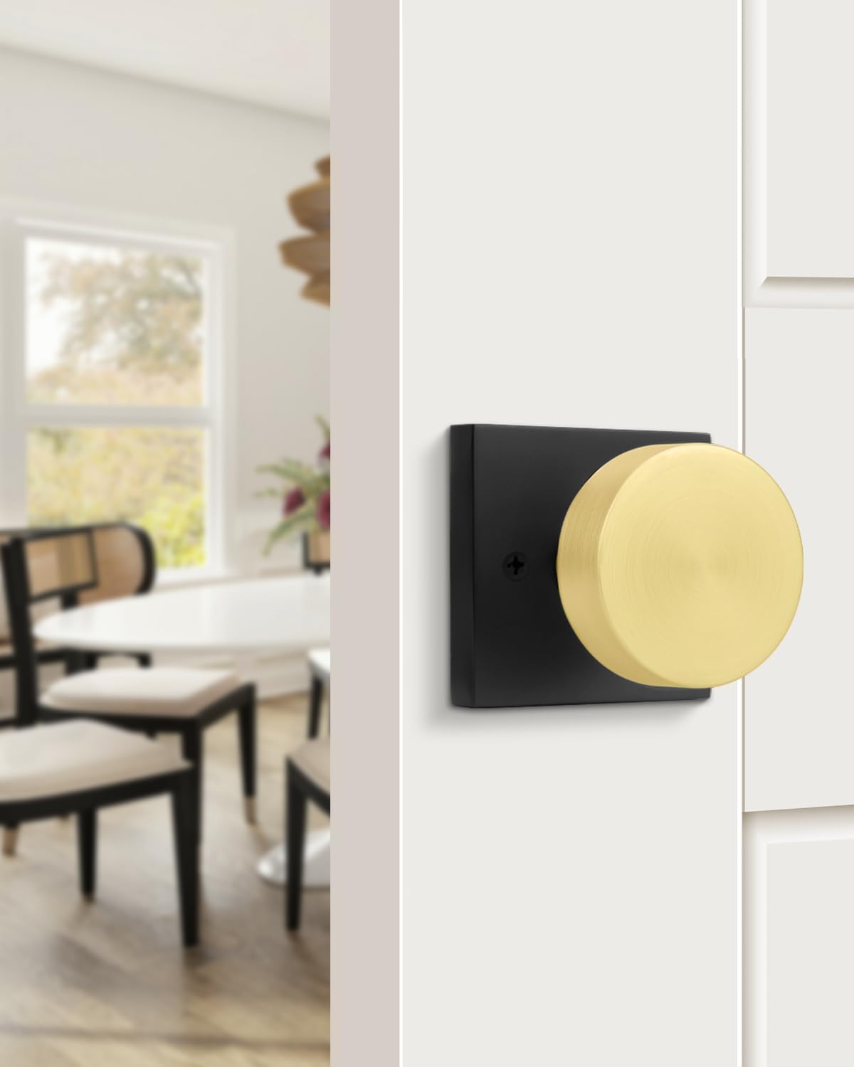 Goldenwarm 4 Pieces Black and Gold Dummy Door Knobs, Non-Turning Single Side Pull Door Knob Matte Black and Gold, Heavy Duty Door Knobs for Closet Pantry(Square, Zinc Alloy, 4 Single Door Knob)