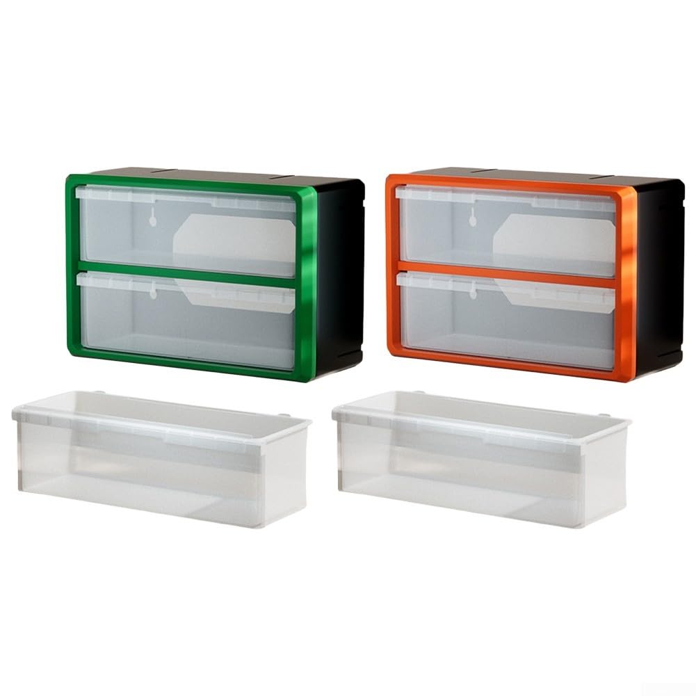 Caja de almacenamiento de plástico apilable para piezas de cajones y herrajes para gabinetes con soporte de pared, para organizar herramientas en talleres, garajes y fábricas (verde)