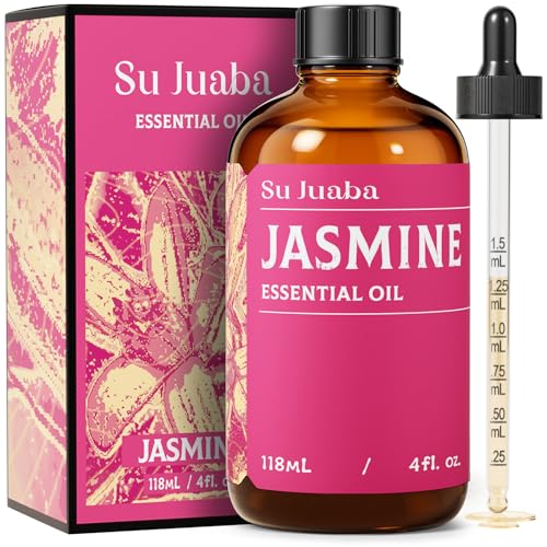 SU JUABA Jasmine Essential Oil 4 Oz Aromatherapy Oil for Diffuser Skin Care Hair & Perfume Making - 118ML
