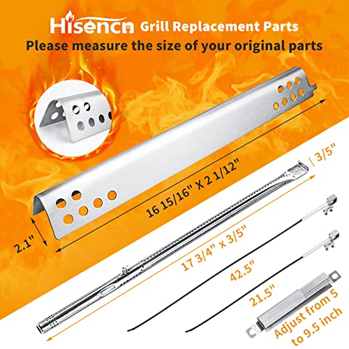 Hisencn Grill Replacement Parts For Charbroil Performance 5 Burner 463347519, 463347518, 463347017, 463673017, 463376018P2 Liquid Propane, Grill Burner, Heat Plate Tent Shield, Carryover Tube #TOP2