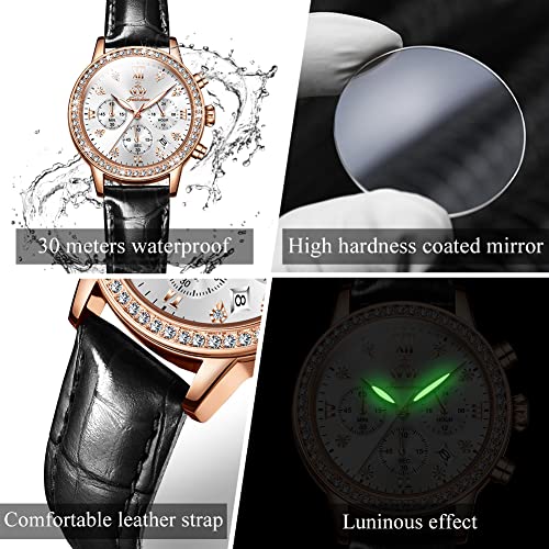 Ladies Watch Womens Watch Diamond Rose Gold Gift Set Luminous Elegant Ladies Watch Waterproof White #TOP5