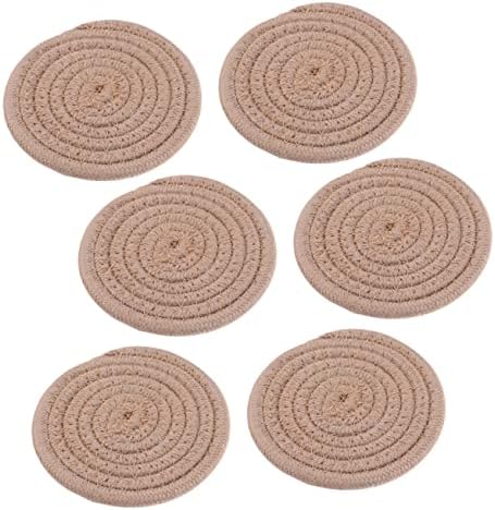 NUOBESTY 2 set yuvarlak içecek altlığı, dokuma fincan altlığı, pamuk halat altlık, ev dekorasyonu için, masa tablası, 6 adet - Görsel 3