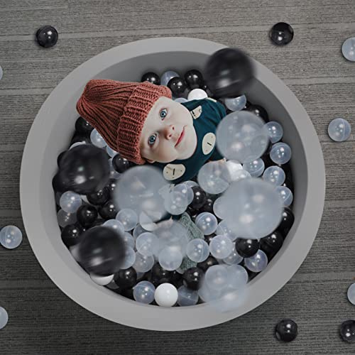 Baby Ball Pit Soft Round Memory Foam Ball Pit Indoors Outdoors Playpen for Babies Toddlers Kids Infants Birthday Ideal Gift for Baby Girls Boys, Gray - Thumbnail 6