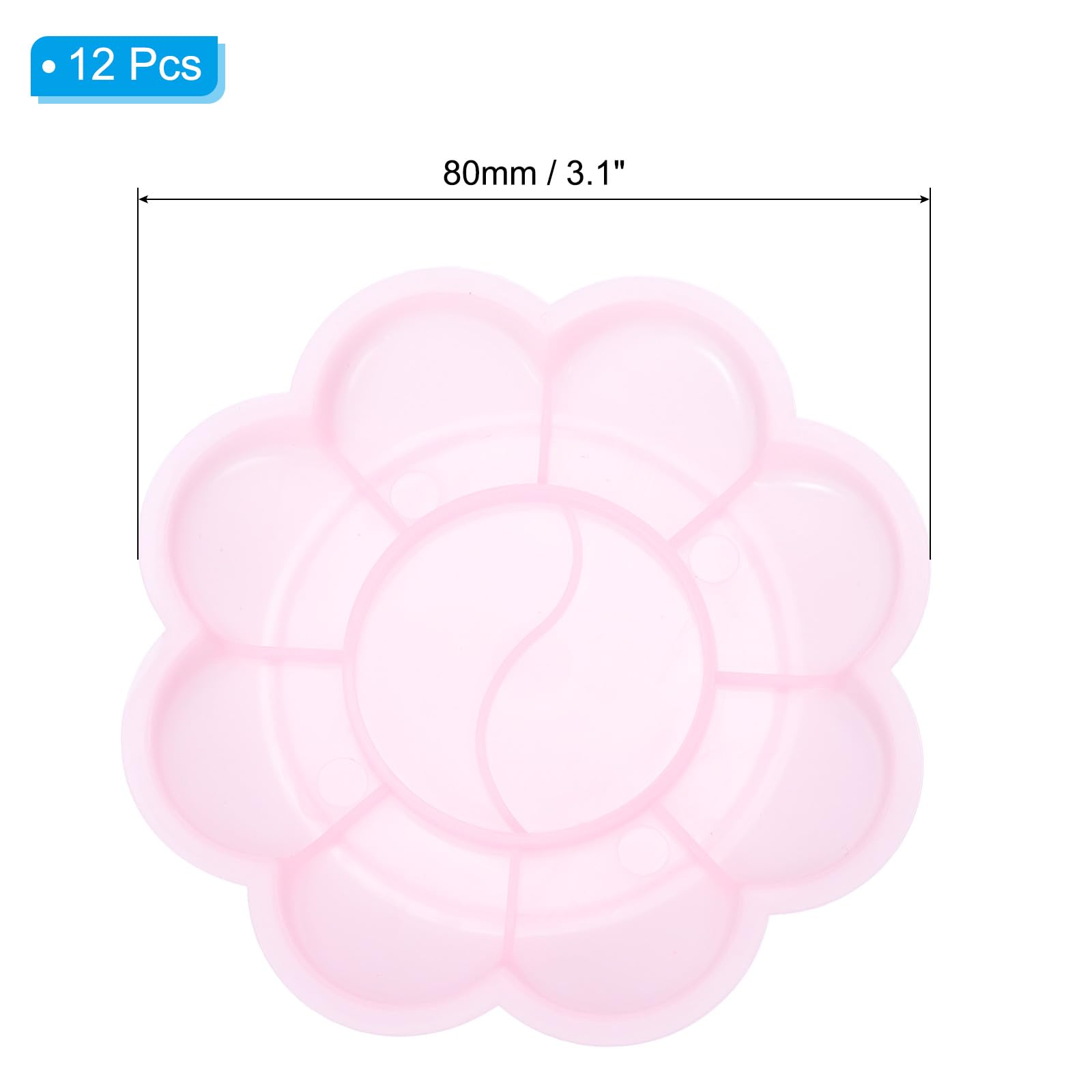 PATIKIL 12Pcs Paint Tray Palette, 3.1"/8cm Plastic Painting Palette Flower Shape for Watercolor Gouache Drawing Art Craft DIY Project, Pink — Amazon image 2