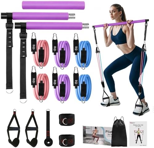 Fokky Resistance Bands Set 150LBS, 5 Widerstandsbänder Expander Tube Bands | Fitnessbänder mit Türanker, Griffe, Knöchelriemen,Widerstandsbänder Krafttraining, Fitnessband für Pila