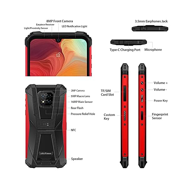 Unlocked-Rugged-SmartphoneAndroid-11-8GB128GB-Octa-core-Waterproof-Cell-Phone16MP-Triple-Rear-Camera61-Display-5580mAh-Dual-SIM-4GIP68-NFC-Fingerprint-Ulefone-Armor-8-Pro-Mobile-Phone-Red Ulefone Unlocked Rugged Smartphone,Android 11 8GB+128GB Octa-core Waterproof Cell Phone,16MP Triple Rear Camera,6.1" Display 5580mAh, Dual SIM 4G,IP68 NFC Fingerprint Armor 8 Pro Mobile Phone-Red