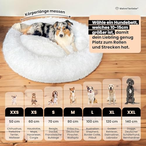 Wahre Tierliebe Hundebett Donut - Das Original - waschbar [M, 80cm, dunkelgrau] Hundekissen, Hundekorb, Flauschiges Hundebett für große, mittelgroße & kleine Hunde