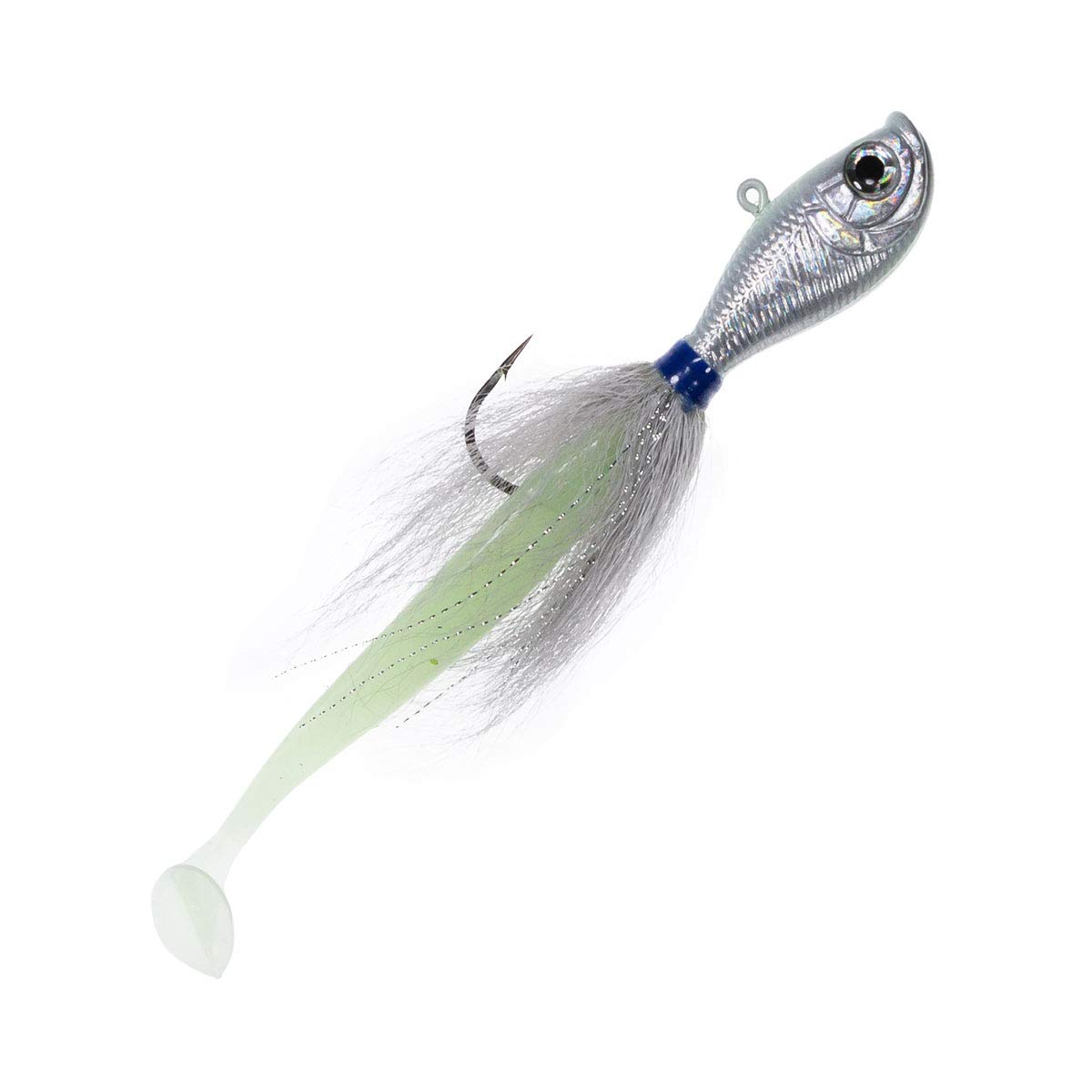 Charlie's Worms Dipper Holographic Bucktail Fishing Lure – Premium Hair Jig for Saltwater & Freshwater Fishing – 3D Holographic Eye, Glow in The Dark
