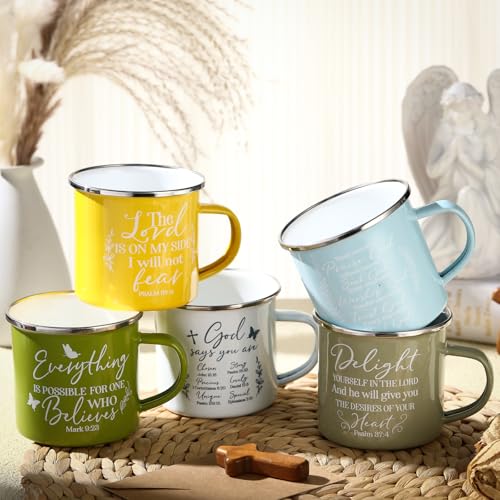 Set de 10 tazas de café cristianas de esmalte 12 oz miniatura 4