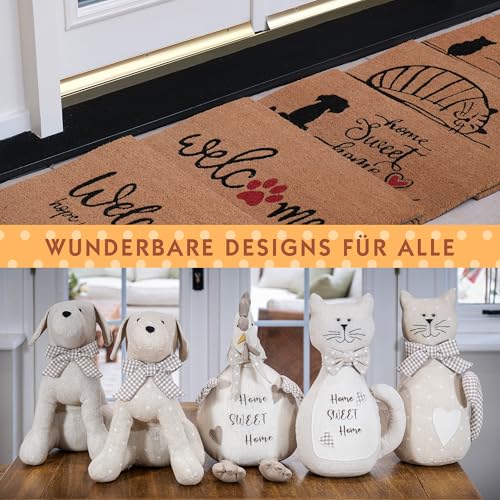 SPOTTED DOG GIFT COMPANY Kokos Fußmatte für Innen - Schmutzfangmatte Natur, Kokosmatte Outdoor Hund Home Sweet Home Fußabtreter Wetterfest und rutschfest für Flur, Eingangsbereich & überdachten 60x40