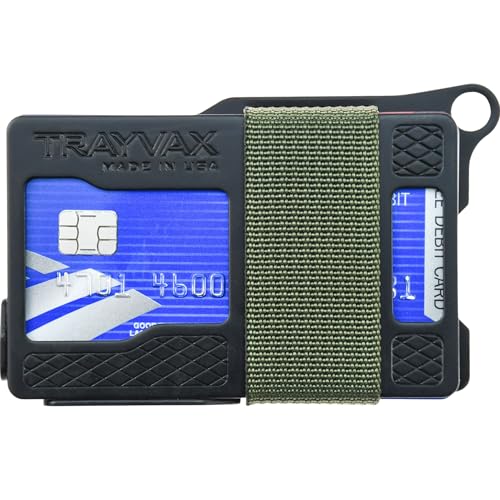 Trayvax Armored Summit Wallet, RFID Front Pocket Metal Credit Card Holder with Money Clip, Slim Minimalist Wallet for Men and Women, OD Green