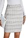 OPOIPIN Women's Plaid High Waist Zipper Slit Pencil Bodycon Mini Skirt White Large