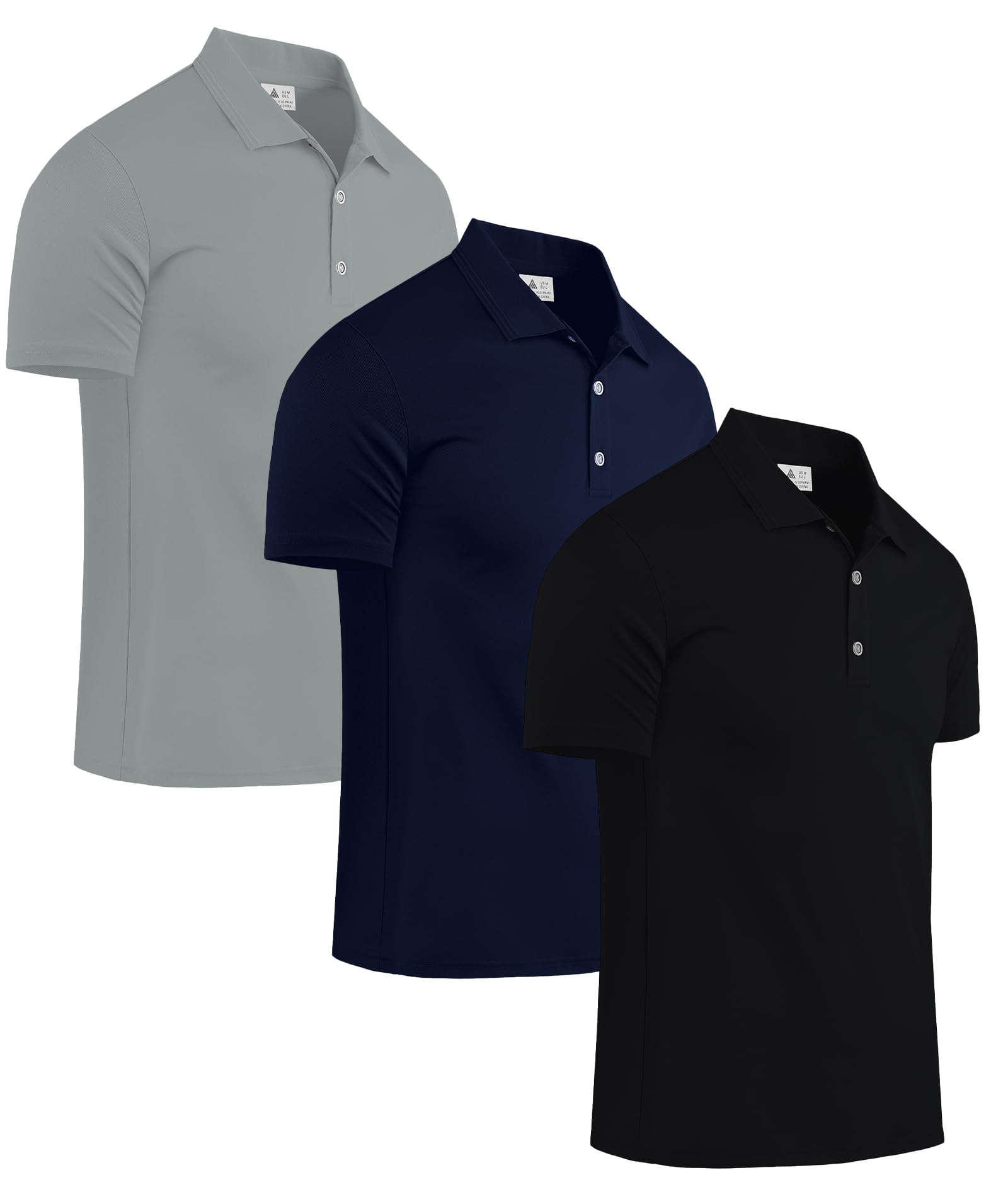 ZITY Pack de 3 Polos Hombre Manga Corta Transpirable Corte Regular Golf Casual Deporte con Botones Verano Exterior Ocio