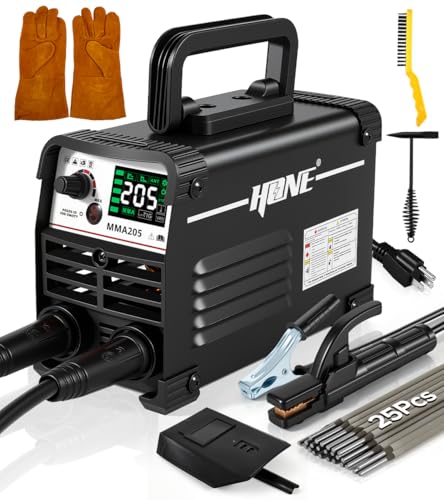 HONE Upgraded MINI Welding Machine 205Amp Include 25 Rods Stick Welder with Lift Tig Welding IGBT Inverter Mini Welder Machine 110v with Hot Start Arc Force Anti-Stick VRD for 1/16-1/8 Rod.