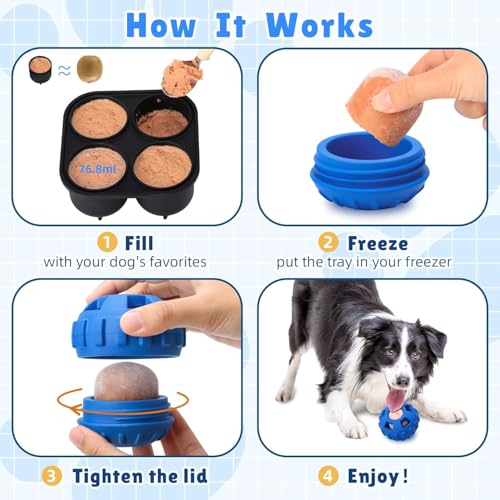 Image of Dog Chew Toys for Aggressive Chewers Large Medium Breeds, Puzzle Toys Interactive Treat Dispensing Slow Feeder Indestructible Durable Safe Rubber Teeth Clean Toys (Blue Medium)