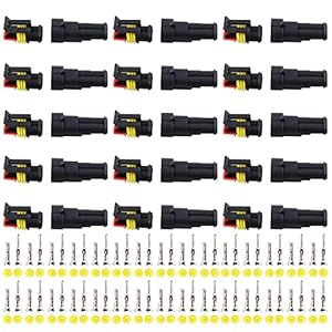 GTIWUNG Imperméable à l’eau Connecteur 12V, Connecteur étanche électrique Prise Mâle et Femelle 1,5 mm Terminaux, Waterproof Fil électrique Connecteur pour Moto Auto Truck (2 Pin 15 Pack)