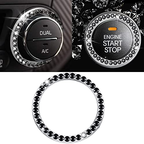 Push Start Button Car Start Stop Button CoverCar Interior Decoration Black Ring Push Start Car Decoration Accessories (1 PCS)