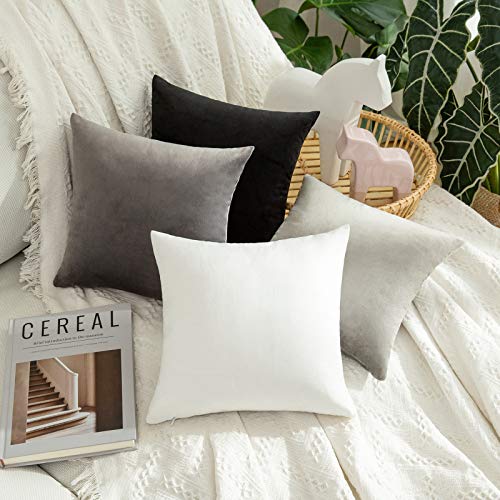 Image of MIULEE Velvet Throw Pillow Covers 12x12 Inch, Pack of 2 - Black, Soft Solid Small Decorative Pillow Covers Modern Luxury Home Decor for Couch Chair Sofa Bedroom Livingroom Car
