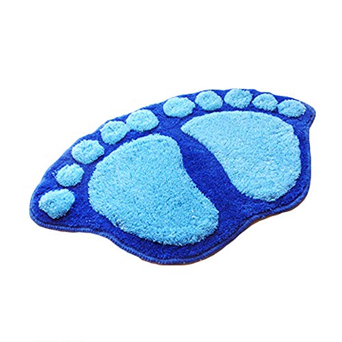 Big Feet Pattern Anti-slip Microfiber Doormat Solid Non-Slip Area Rug Carpet Floor mat Soft Entry Mat for Home Bathroom Blue