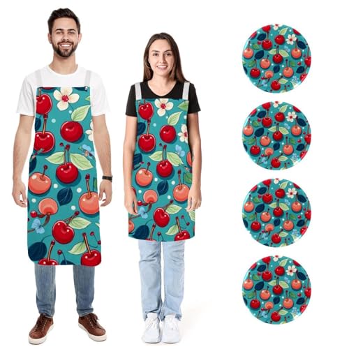 Tabliers de cuisine imperméables lot de 2 avec poches centrales ergonomiques