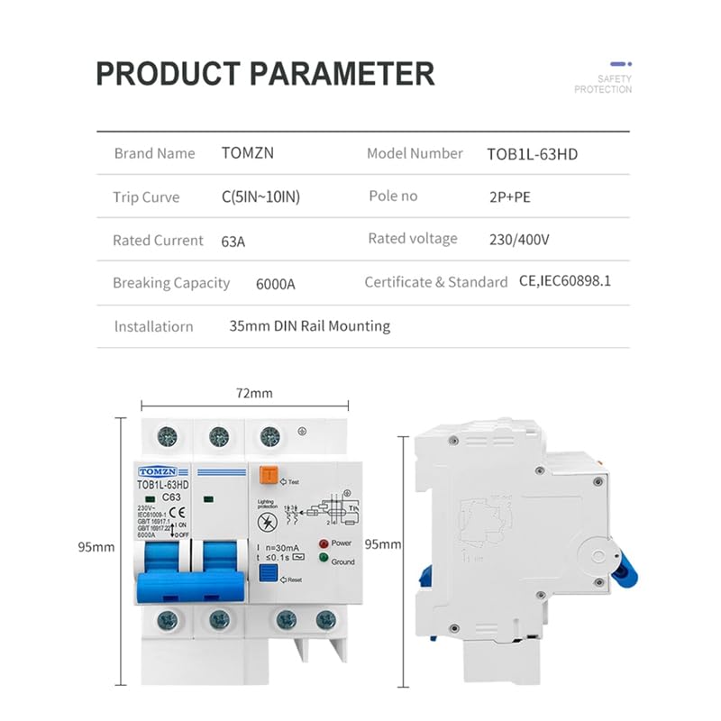 Interruptor Diferencial Salvavidas， Interruptor Diferencial Con Protección RCBO MCB