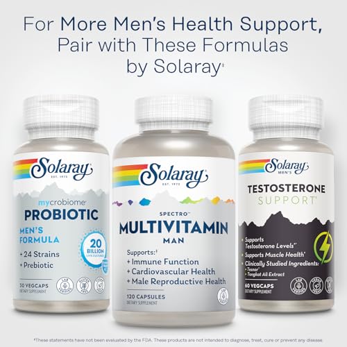 Image of SOLARAY Spectro Multivitamin for Men - Cellular Energy, Heart Health, Immune Support - 45 Vitamins and Minerals w /Vitamin A, Vitamin C, D, Zinc, Digestive Enzymes, CoQ10, 60-Day Guarantee, 30 Serv.
