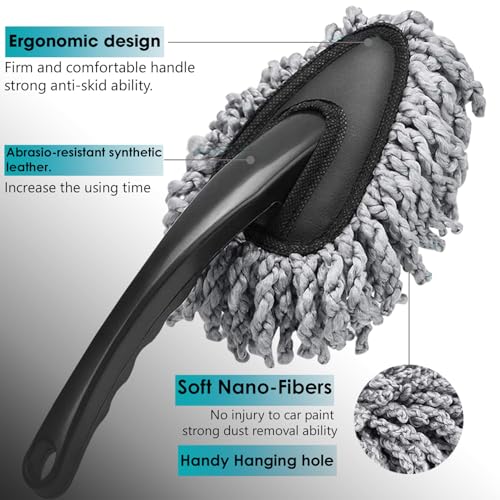 Image of OTO2EYE 5 PCs Microfiber Car Duster with Long Handle Car Cleaning Brush Exteriror and Interiror Car Cleaning Cloth Car Ac Vent Cleaner Brush for Car, Motorbike, SUVs Car Cleaning Kit (Combo 7)