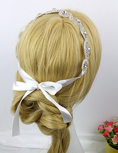 Elegent-Luxury-Handmade-Crystal-Rhinestone-Jewelry-Beads-Bridal-Wedding-Evening-Pageants-Proms-Birthday-Christmas-Gift-Headband-Satin-Ribbon-Hiarband-Headwrap-Hair-Band-Accessory-White