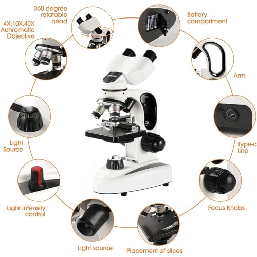 Sedumic 202306010920 Compound Binocular Microscope 40X-2000X Led Lighting For Kids Students Adults School Laboratory Home Education thumb #5