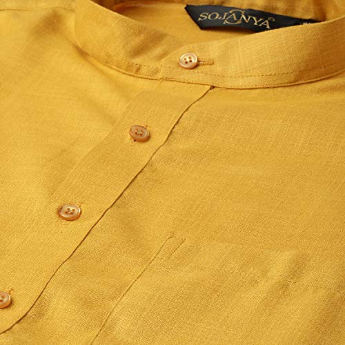 Image of SOJANYA Men's Cotton Straight Fit Casual(Since 1958 Solid Kurta Crafted for Elegance
