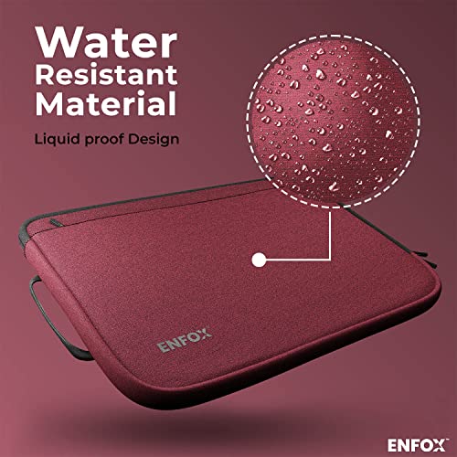 Image of ENFOX� 360� 14 Inch Protection Water Resistance Super Premium Laptop Sleeve Cover Case Slim Bag with Handle Front Pocket Unisex Portable Air Light Design (Maroon Red - WITH CHARGER COVER, 14 Inch)