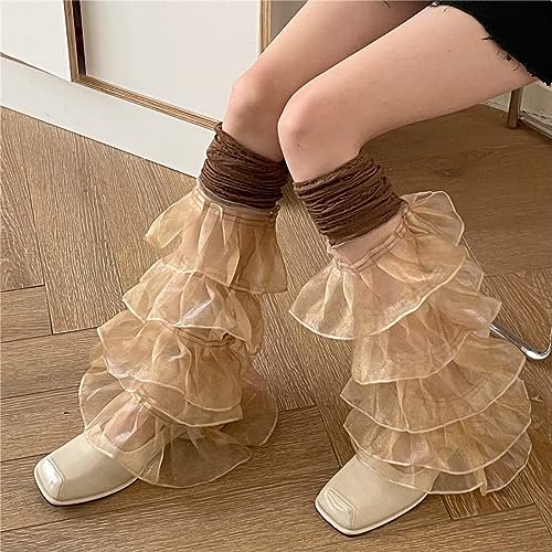 Image of Women Y2k Leg Warmers Ribbed Knitted Harajuku Kawaii Leg Warmers Streetwear