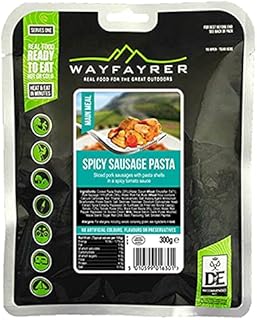 Wayfayrer Spicy Sausage Pasta 300g Ready to Eat, Hot or Cold, Meal Pouch Recommended for Duke of Edinburgh's Award Expeditions, Camping, Hiking, Fishing and Outdoor Adventures