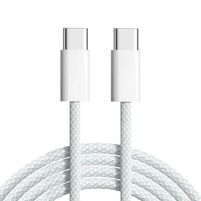 shynx type c to type c cable 1 meter, 60w fast charging pd, woven, white