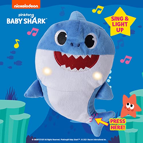 Image of Pinkfong Baby Shark Plush Sing and Light up Plush Toy 12 Inch Daddy Shark for The Kids of 1 Year and Above, White, (BS60007)