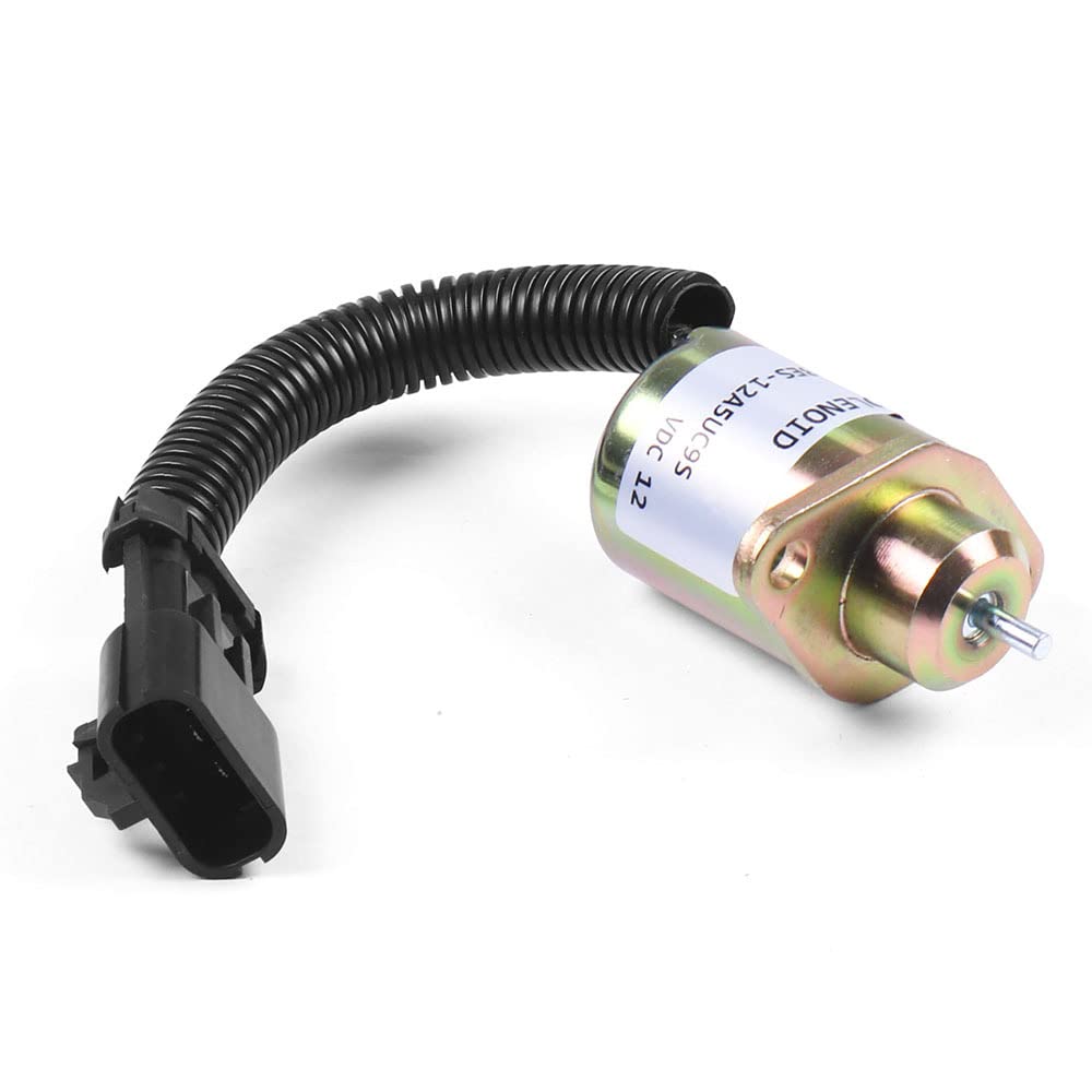 Solenoide de parada 1503ES-12A5UC9S 12V para Kubota V1505 R90 R-25-15230-01 25152300, kit de reemplazo de válvula electromagnética de válvula solenoide de parada de motor