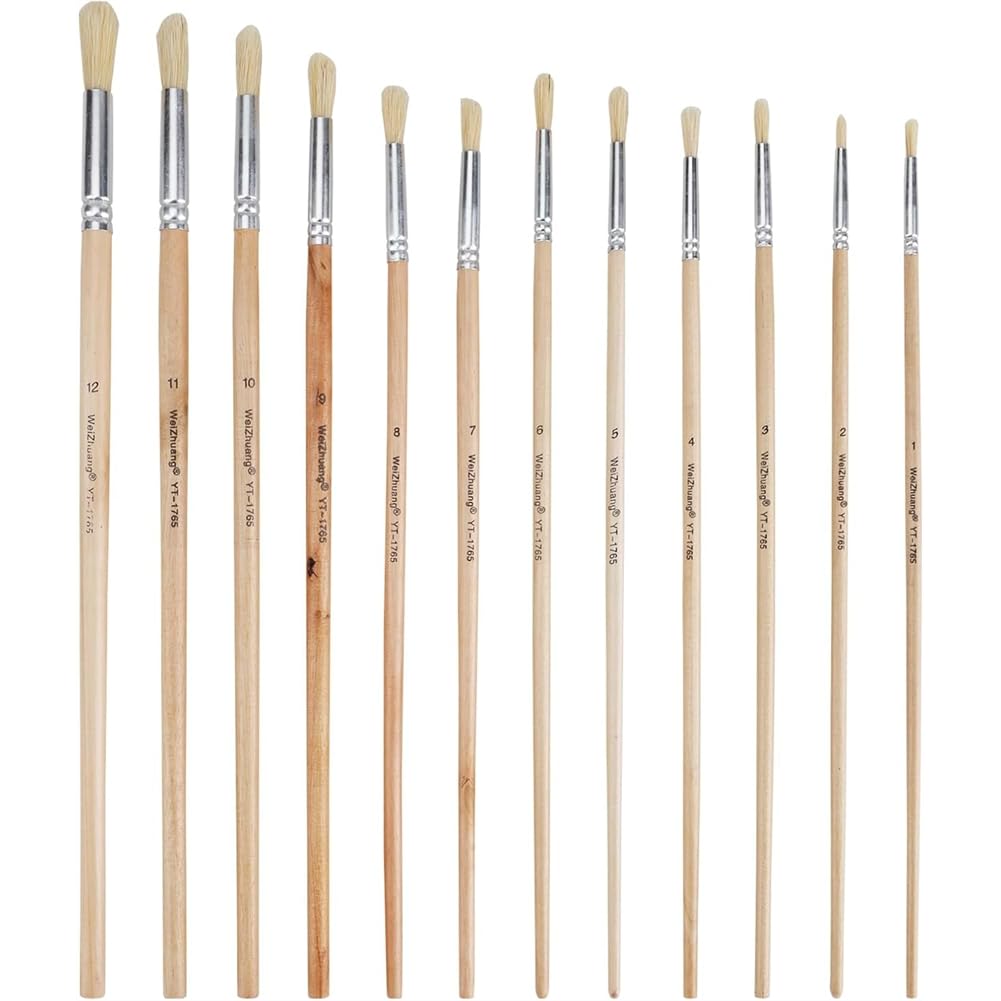 UDSKNV[KSL For Wooden Stencil Brush 12 PCS for Wood Paint Template Brush,for Wood Wall Model House Painting, Acrylic Painting,Oil Painting