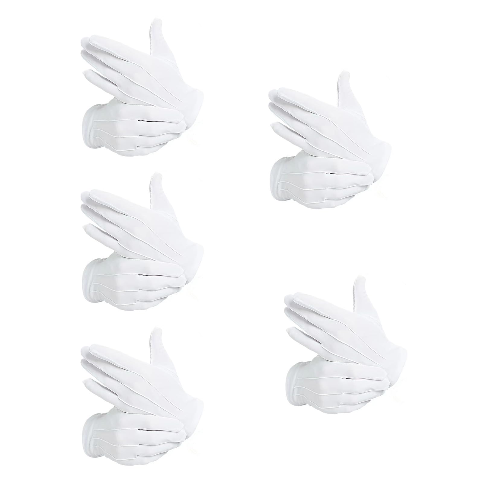 Ljmyy 5 Pairs Etiquette White Gloves With Nonslip Dotted Driving and Working Ceremony Hand Gloves For Elegant Occasions