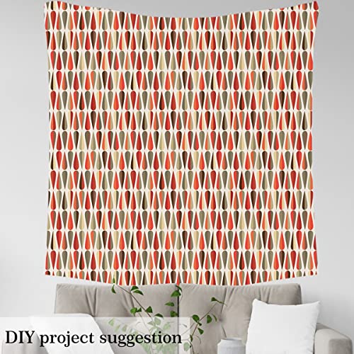 Geometric Upholstery Fabric for Chairs,Retro 60s 70s Geometric Round Fabric by The Yard,Vintage Raindrop Shaped Fabric for Upholstery and DIY Projects,5 Yards,(L460*W150cm) Orange Cream - Image 3