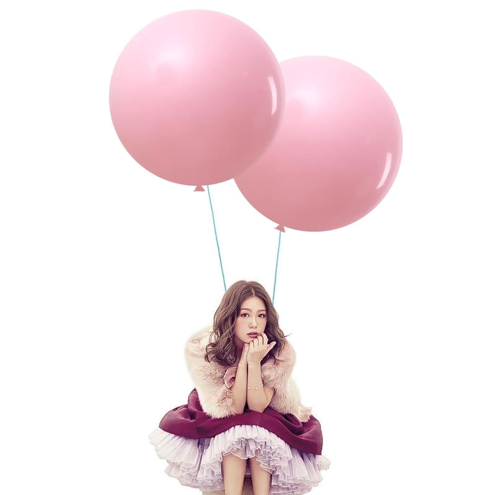 IN-JOOYAA 24 Inch Latex Big Round Balloons 7 Pack Baby Pink Thick Giant Balloons for Photo Shoot Wedding Baby Shower Birthday Party Decorations