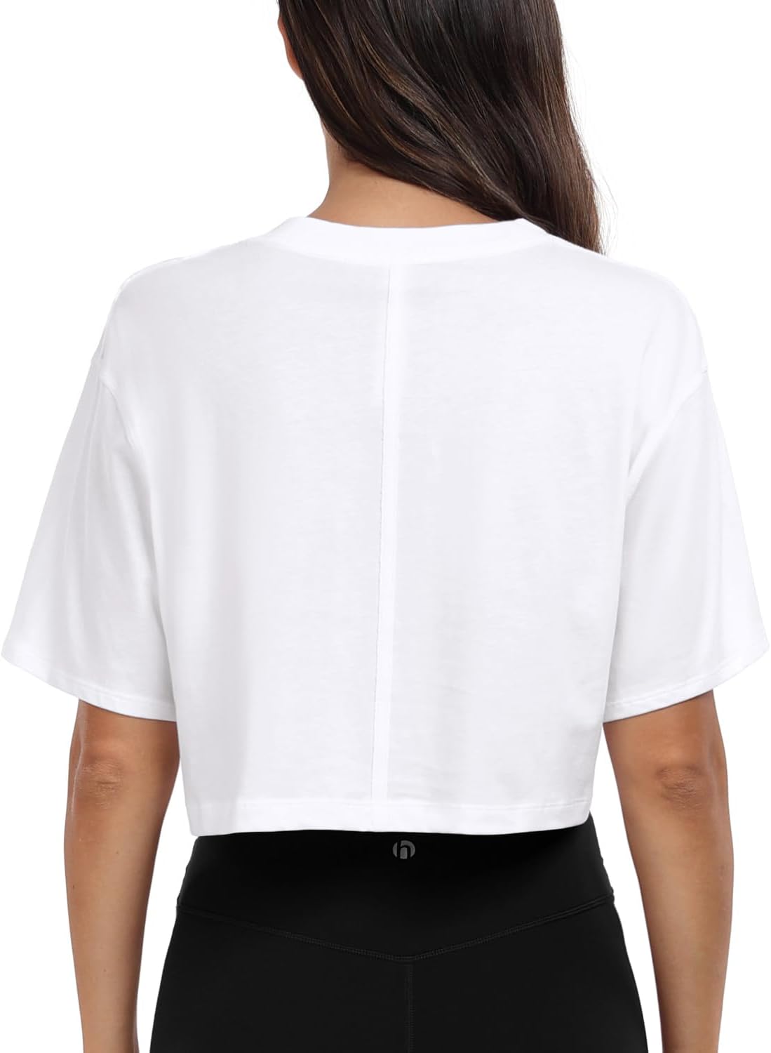 HeyNuts Pima Cotton Short Sleeve Workout Cropped Tops for Women Crew Neck Casual Basic Athletic Crop T-Shirt - Image 5