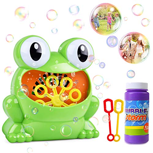 HOMOFY Bubble Machine Toys Automatic Bubble Blower with Bottle Durable Solution & 2 Bubble Wands,800+ Bubbles per Minute Gifts Toys for 2 3 4 5 Year Old Boys/Girls/Kids,Outdoors&Party&Wedding