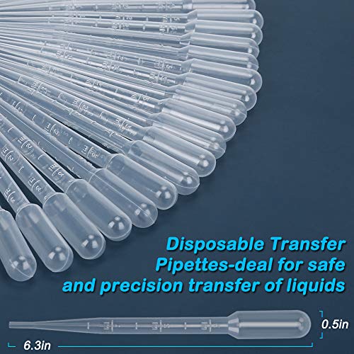 Ovsor 100PCS Plastic Disposable Transfer Pipettes,3ml Calibrated Pipette Dropper for Essential Oils and Science Laboratory