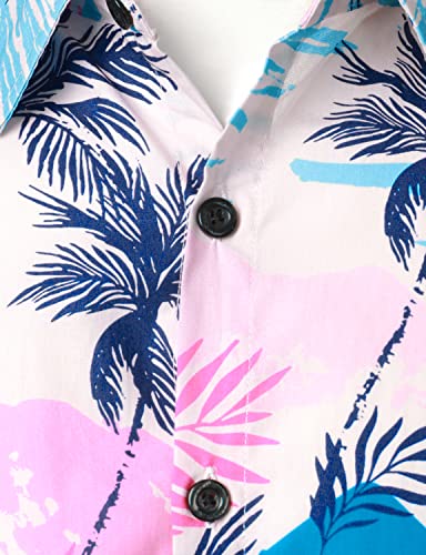 JOGAL Men's Flower Casual Short Sleeve Aloha Hawaiian Shirt4